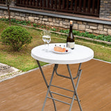 Byliable 28in Cocktail Table White High Top Folding, Round Portable Bar Height Folding Table with Removable Legs, Indoor Outdoor Banquet for Parties, Commercial, Speech, School Byliable