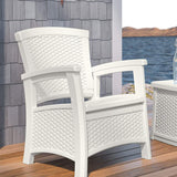 Suncast Elements Club Chair with Storage - Lightweight, Resin, All-Weather Chair - Built-in Storage for up to 11 lbs. - White Suncast
