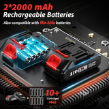 TaskStar Battery Grease Gun, Super Efficient Electric Grease Gun Kit with 2 Batteries and Charger, 39.4” Flexible Hose and Coupler, 10000 PSI Cordless Grease Gun with Super Bright LED Light, Red TaskStar