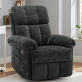 Korser Recliner Chair, Swivel Rocker Recliner Chair for Adults, Small Recliners for Small Spaces, Upholstered Manual Recliner with Side Pockets, Nursery Rocking Chair for Living Room, Chenille, Black Korser