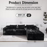 Black sectional couches for Living Room Corduroy Couch，104" Cloud Sectional Couch with L-Shape Chaise， Modern Modular Sofa, Deep Seat Comfort, No Assembly Required(Plush Corduroy Fabric) HKUVUKH