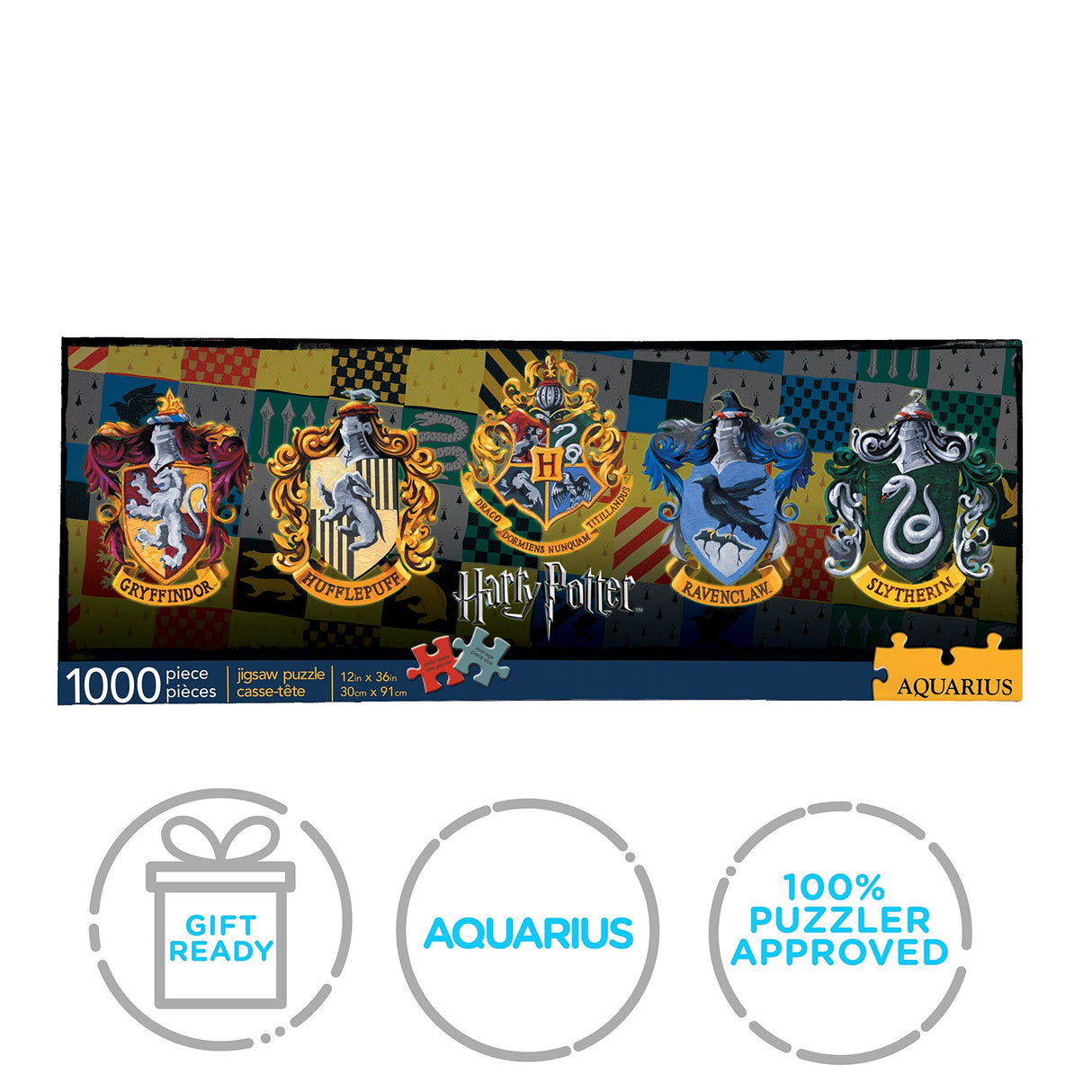 AQUARIUS Harry Potter Puzzle House Crests (1000 Piece Jigsaw Puzzle) - Officially Licensed Harry Potter Merchandise & Collectibles - Glare Free - Precision Fit - 13x36in AQUARIUS
