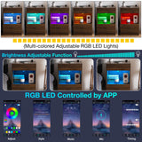 HOMMPA Set of 2 Open Shelf LED Nightstands with Charging Station Dark Walnut 2 Drawers Bedside Tables with Led Light Night Stands with Storage Smart Nightstads Wood Night Table Mid Century for Bedroom HOMMPA