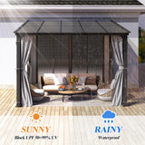 GARTOO 10’ x 10’ Gazebo for Patio - Aluminum Lean to Gazebos Pergola with Sloping Roof, Outdoor Wall-Mounted Canopy Awnings to House for Patio, Garden, Lawn, Backyard Deck GARTOO