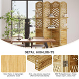 Room Divider with Shelves, 5.75ft Tall Folding Wood Carved Screen with Double Hinges for Home Office Bedroom Hotel Decoration (4 Panels, Natural) Svimi