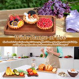 6 Pcs Wooden Tray Wood Serving Tray Set Wood Board for Food Rectangular Wooden Serving Platters Wooden Plates Serving Board for Cheese Appetizer Charcuterie Food Vegetables Dessert Home Party, 3 Sizes Qunclay