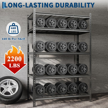 Metal Storage Shelving Unit, 5-Tier Adjustable Storage Rack Heavy Duty Garage Shelves, 2000 lbs for Garage, Kitchen, Bathroom, Warehouse, 36”W x 16”D x 72”H, 2 Pack SLEKVERSA