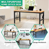 HABUTWAY Height Adjustable Workbench, 60"x20" 2000 Lbs Capacity Solid Wood Work Station Heavy-Duty, with Power Outlets, for Garage Party Shop Office HABUTWAY