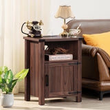 Joaxswe Night Stand Set of 2, 18 Inch Farmhouse Nightstand with with Charging Station and USB Port, Rustic Wood Bedside Table with Magnetic Door, Bed Side Tables for Bedroom, Brown Walnut Joaxswe