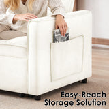 Dreamzie 3 in 1 Convertible Sleeper Sofa Bed, Pull Out Couch for Living Room with Side Pocket, Loveseat Sleeper with Adjustable Backrest (Fabric, White) Dreamzie