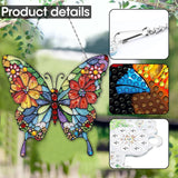SKRYUIE Hanging Diamond Art Kits for Adults Butterfly, DIY Window Pendant Diamond Painting Kit Sun Catcher, Special Shaped Crystal Acrylic Double Sided, Porch Outdoor Garden Ornament 7.49 x 7.56 Inch SKRYUIE