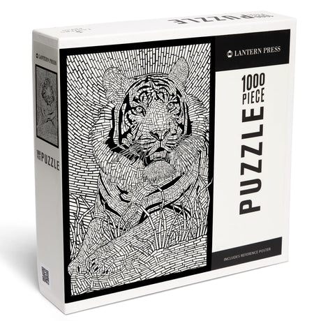Lantern Press Tiger, Coloring Book 1000 Piece Jigsaw Puzzle for Adults, Made in USA with Reference Poster Lantern Press