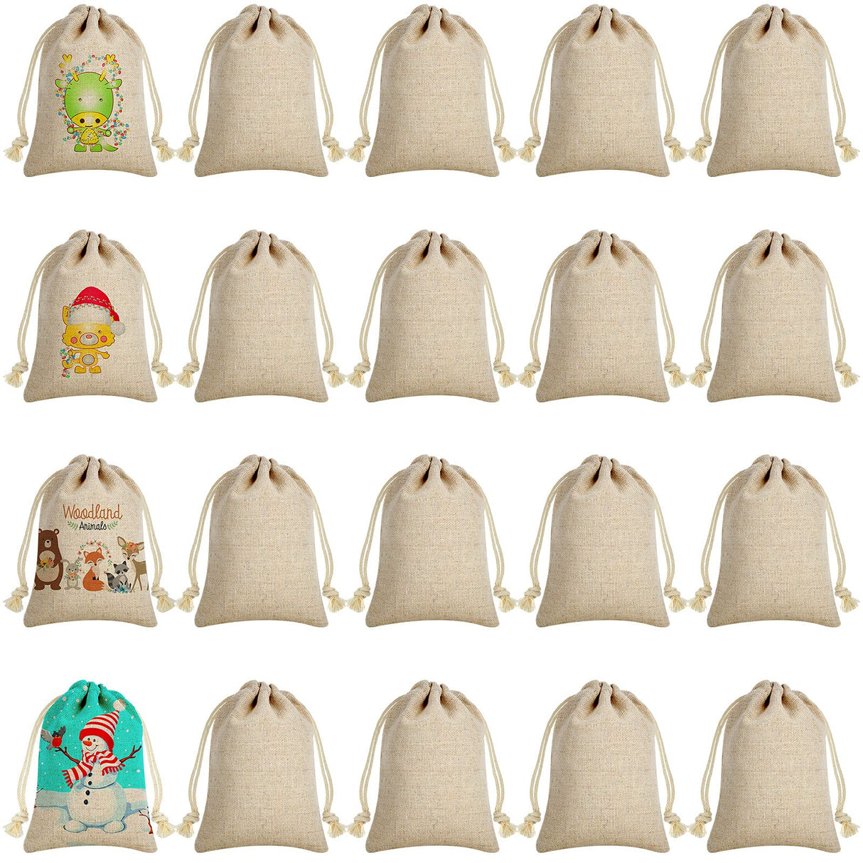 Shappy 20 Pieces Valentine's Day Sublimation Burlap Bags Sublimation Linen Burlap Drawstring Bag Sublimation Burlap Present Bags with Drawstring for Favors Party DIY Craft Candy Bag Shappy