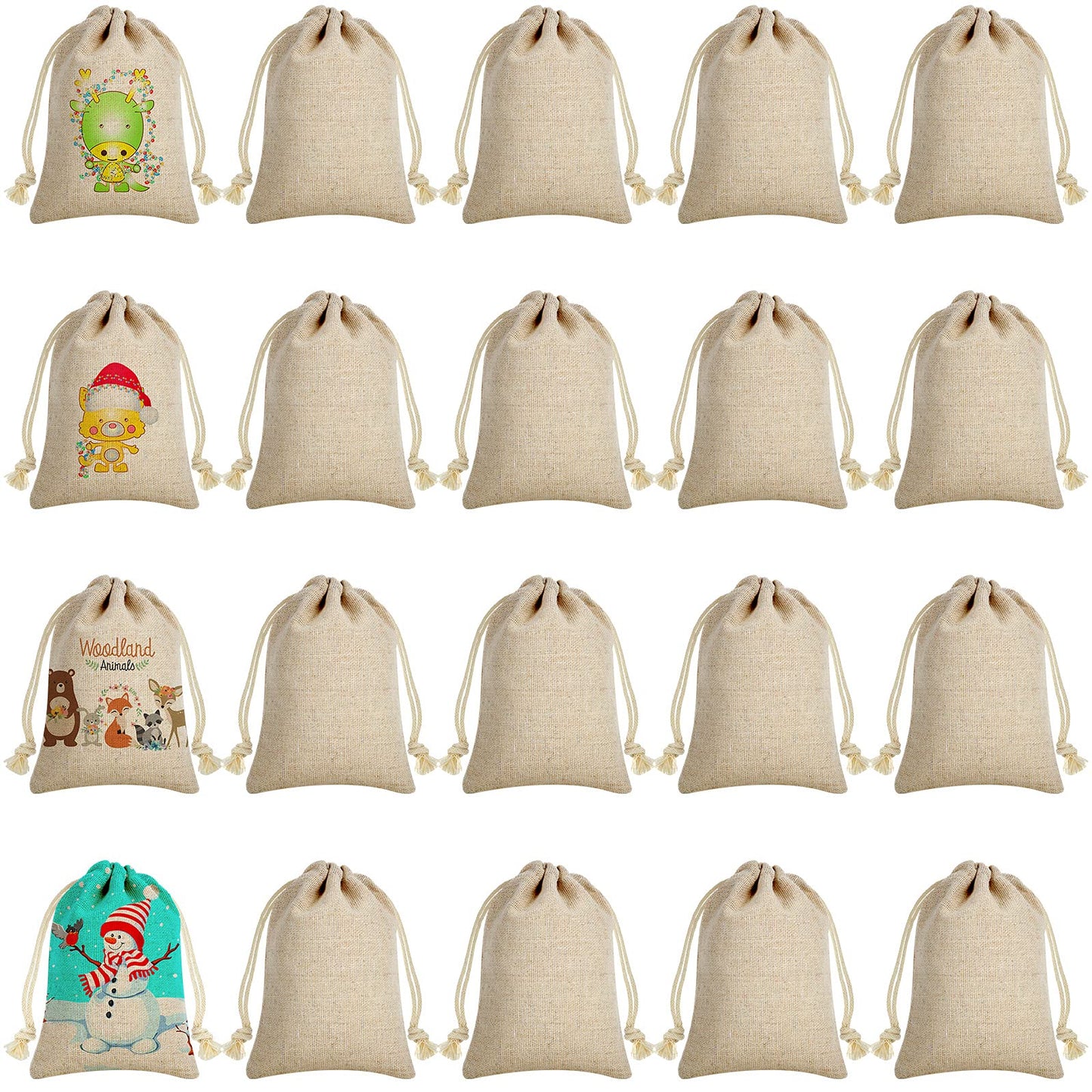 Shappy 20 Pieces Valentine's Day Sublimation Burlap Bags Sublimation Linen Burlap Drawstring Bag Sublimation Burlap Present Bags with Drawstring for Favors Party DIY Craft Candy Bag