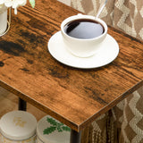 HOOBRO End Table, Small Side Table, Nightstand with 2-Layer Storage Shelves, Sofa Table for Small Spaces, Living Room, Bedroom, Stable Frame, Easy Assembly, Rustic Brown BF09BZ01 HOOBRO