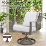 NATURAL EXPRESSIONS 5-Piece Outdoor Patio Dining Set, 4pcs Patio Swivel Rocking Chairs and 38’’ Round Dining Table with 1.65’’ Umbrella Hole NATURAL EXPRESSIONS