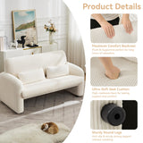 WUTUTUEE 56'' Corduroy Loveseat Sofa, 2 Seater Love Seat Couch for Small Space, Comfy Upholstered Modern Leisure Loveseat Couches with Lumbar Pillows for Bedroom, Office, Living Room, White WUTUTUEE