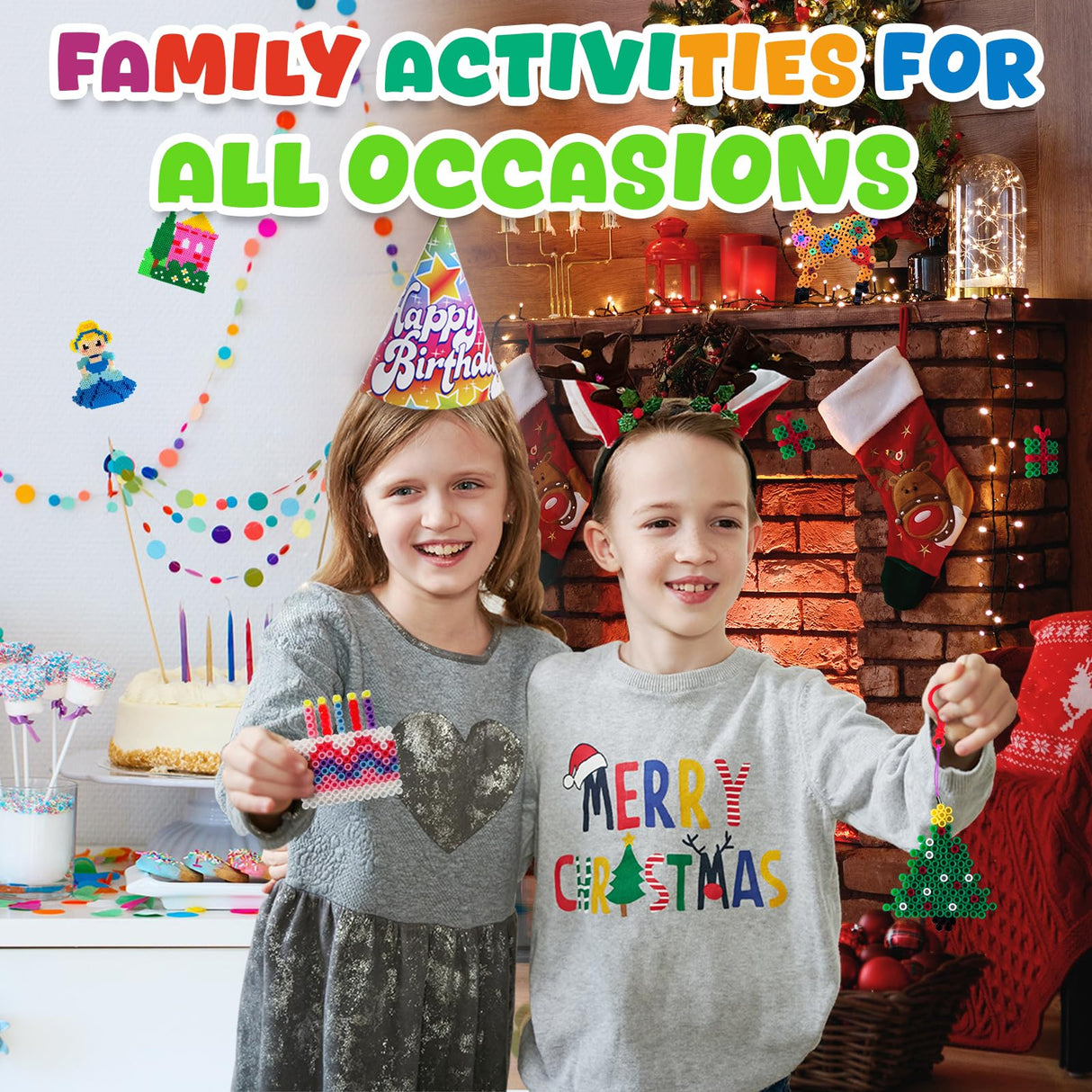 FUNZBO 23000+ 5mm Fuse Beads Kit - 23 Colors Refill Set with 3 Pegboards and 6 Patterns, Beads Crafts for Kids, Arts and Crafts Project, Toys Gifts for Girls and Boys Aged 5+ Years Old Gifts FUNZBO