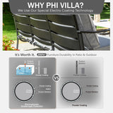 PHI VILLA 5 Piece Patio Furniture Set with 28" Firepit Table, 4 Outdoor 5.75" Cushioned Metal Frame Swivel Sofa Chairs & 28" Gas Firepit Table, Outside Furniture Set for Lawn Garden(Grey) PHI VILLA