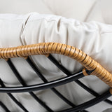 knocetx Rocking Egg Chair, Outdoor Rocking Chair with Thick Cushion, Modern Indoor Outdoor Papasan Rocking Chair, Lounge Rocker for Balcony, Living Room, Bedroom, Porch, Patio, Lawn, Garden (Ivory) knocetx