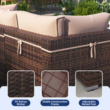 VONZOY Patio Furniture Set, 7-Piece Outdoor Sectional with Waterproof Cover, All-Weather Wicker Patio Conversation Sets for Backyard (Brown with Beige Cushion) VONZOY