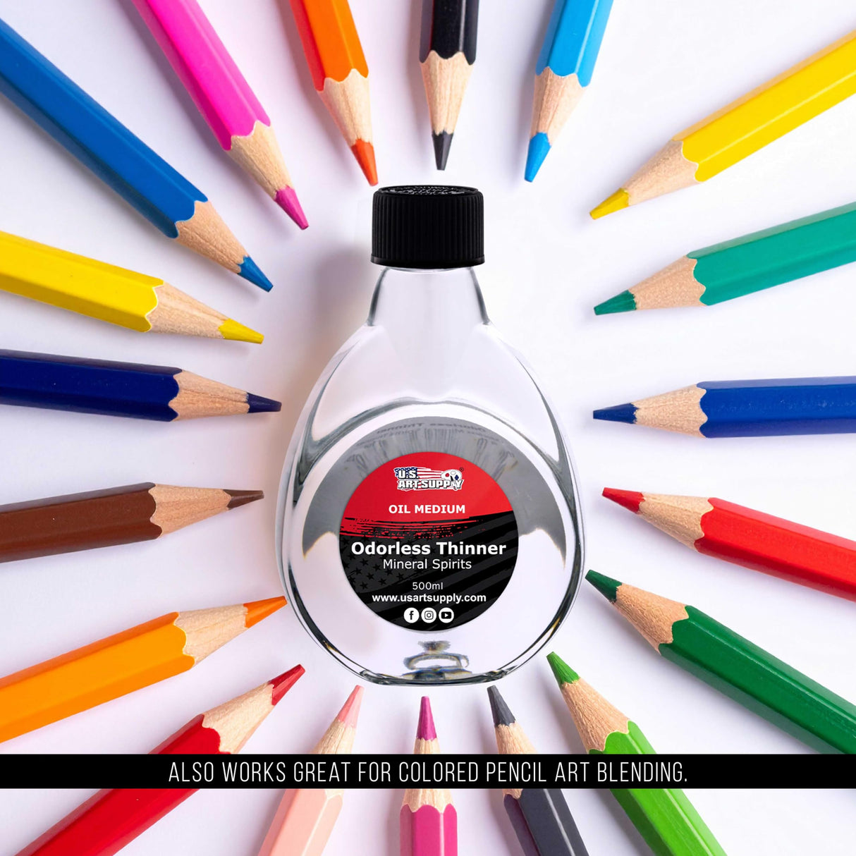 U.S. Art Supply Odorless Mineral Spirits Thinner, 500ml / 16.9 Fluid Ounce Container U.S. Art Supply