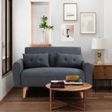 Shintenchi Small Modern Loveseat Couch Sofa, Mid Century Fabric Upholstered 2-Seat Sofa Couch Love Seats Furniture for Small Space, Dark Grey Shintenchi