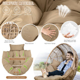 RADIATA Egg Chair with Footrest, Wicker Patio Lounger with Ottoman, Oversized Rattan Egg Shaped Chair with Leg for Indoor Outdoor Patio Balcony Garden (Nature) RADIATA