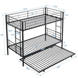 AEMSOFK Twin Over Twin Metal Bunk Bed with Trundle,Can be Divided Into Two Bed with Ladder & Guard Rail for Adults,No Box Spring Needed, Noise Free (White) AEMSOFK