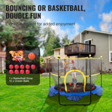 VEVOR 5FT Trampoline for Kids, 60" Indoor Outdoor Trampolines with Safety Enclosure Net, Basketball Hoop and Ocean Balls, Mini Toddler Recreational Birthday Gifts for 3+ Years Kids VEVOR