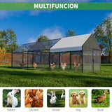 NUGRIART Metal Chicken Coop with Waterproof Cover, 79"x40"x40" Portable Poultry Cage, Outdoor Backyard Farm Walk-in Hen House for Chickens, Ducks, Rabbits and Small Pets NUGRIART