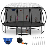 Kiivakii 16FT Trampoline, Outdoor Trampolines for Kids and Adults, Recreational Big Trampoline with Basketball Hoop, Heavy Duty Round Trampolines with Sprinkler for Backyard, ASTM Certified, Black Kiivakii