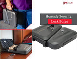 Hornady Dual-Lid Gun Lock Box - Two Compartment Portable Lock Box with Separate Lid and Lock - This Small Gun Safe Stores Handguns and Ammo Separately - Measures 11 x 10 x 2 Inches - Item 95229 Hornady