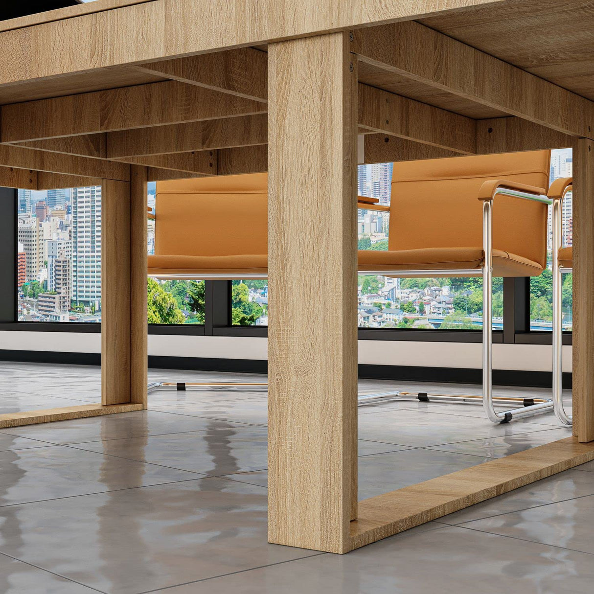 FAMAPY 7.2FT Conference Table Modern Meeting Table Rectangular Seminar Table for Office Meeting Conference Room Oak (86.8”W x 47.2”D x 29.4”H) FAMAPY