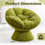 Papasan Chair with Cushion and Frame, 360° Swivel Accent Chair, Comfy Chenille Upholstered Round Modern Oversized Reading Lounger with Metal Base Lazy Chair for Bedroom, Living Room, Olive Green SLEERWAY