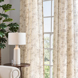 jinchan Linen Floral Curtains 84 Inch Farmhouse Country Flower Drapes Rustic Window Curtains Light Filtering for Living Room Bedroom Laundry Back Tab 2 Panels Taupe on Beige jinchan
