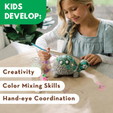 MindWare Paint Your Own Stone Decor: Box Turtle - DIY Craft Kit for Kids Includes Weather Resistant Stone, Paints and Brushes MindWare