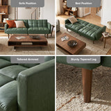 mopio Aaron 76.8" Couch, Small Futon Sofa Bed, Sleeper, Loveseat, Mid Century Modern Futon Couch, Sofa Cama, Couches for Living Room, Bedroom (Sage Green, Faux Leather) mopio
