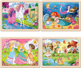 Wooden Puzzles for Kids Ages 4-6, 4 Packs 24 PCs Unicorn Mermaid Princess Fairy Jigsaw Puzzles, Preschool Educational Brain Teaser Toys for Girls 3 4 5 6 Years Old. VOMYOZB
