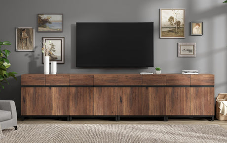 WAMPAT Modern TV Stand for TVs up to 120 inch, 4 in 1 Entertainment Center TV Console with Adjustable Shelves and Metal Base for Living Room,Bedroom,Brown WAMPAT