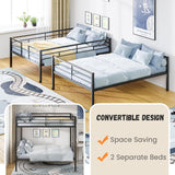 UOCFYK Queen Over Queen Bunk Bed, Heavy Duty Bunk Bedframe with Convertible 2 Beds & Ladder & Safety Rails for Condominiums, Dorm, Bedroom, Space Saving Design, No Box Spring Needed, Black UOCFYK