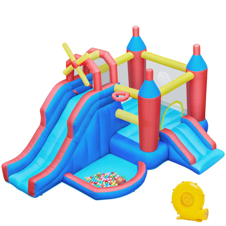 Yaheetech Inflatable Bounce House, 7-in-1 Bouncy Castle Combo w/Ball Pit & Bouncing Area & Slides & Basketball Game & Dart Game, Jump House for Kids Aged 3-10 w/Storage Bag & 470W Blower Yaheetech