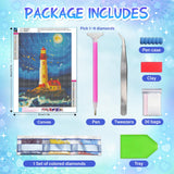 SuanFA Diamond Art Kits for Adult Lighthouse,5D Full Drill Diamond Art for Beginners -Moonlit Lighthouse with Starry Sky,Ocean Waves,12X16 in Adult Diamonds Painting Jewel Art Craft for Home Decor SuanFA