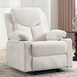 Sftaiyou Manual Rocker Recliner Chair for Adults with Vibration Massage,Glider Rocking Recliner Chairs for Living Room Bedroom Overstuffed Soft Reclining Sofa Chair with Pockets and Cup Holds (Beige) Sftaiyou