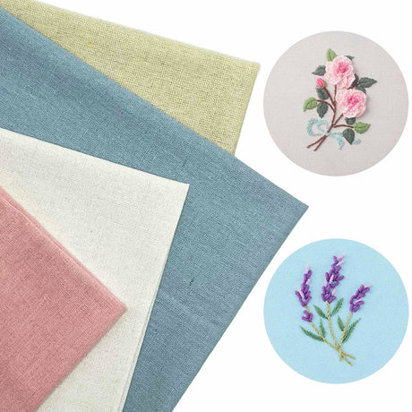 4pcs Nature Linen Needlework Fabric, Kurilai Solid Colour Embroidery Fabric, Square Linen Cloth Crafts Accessories for Making Garment Craft, Cross Stitch, Needle Embroidery, DIY Decoration (19x19inch) Kurilai
