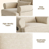 RoyalCraft Swivel Recliner Chair with Extra Large Footrest, Comfy Upholstered Glider Rocking Chair for Living Room, Bedroom and Ofice, Beige RoyalCraft