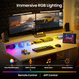 ErGear Standing Desk, 48x24 Inch Electric Standing Desk with Shelves, Height Adjustable Desk with Monitor Stand and Storage, Gaming Sit Stand Up Desk with LED Light for Home Office, White ErGear