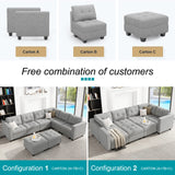 Belffin Modular Sectional Sofa with Storage Ottoman Oversized U Shaped Sofa Set Modular Sofa with Reversible Chaises Modern Fabric Light Grey Belffin