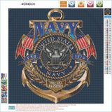 DIYPAINTING DIY 5D Diamond Painting by Number Kits for Adults and Kids US Navy 16X16 Painting Cross Stitch Full Drill Crystal Rhinestone Embroidery Pictures Arts Craft for Home Wall Decor Gift DIYPAINTING