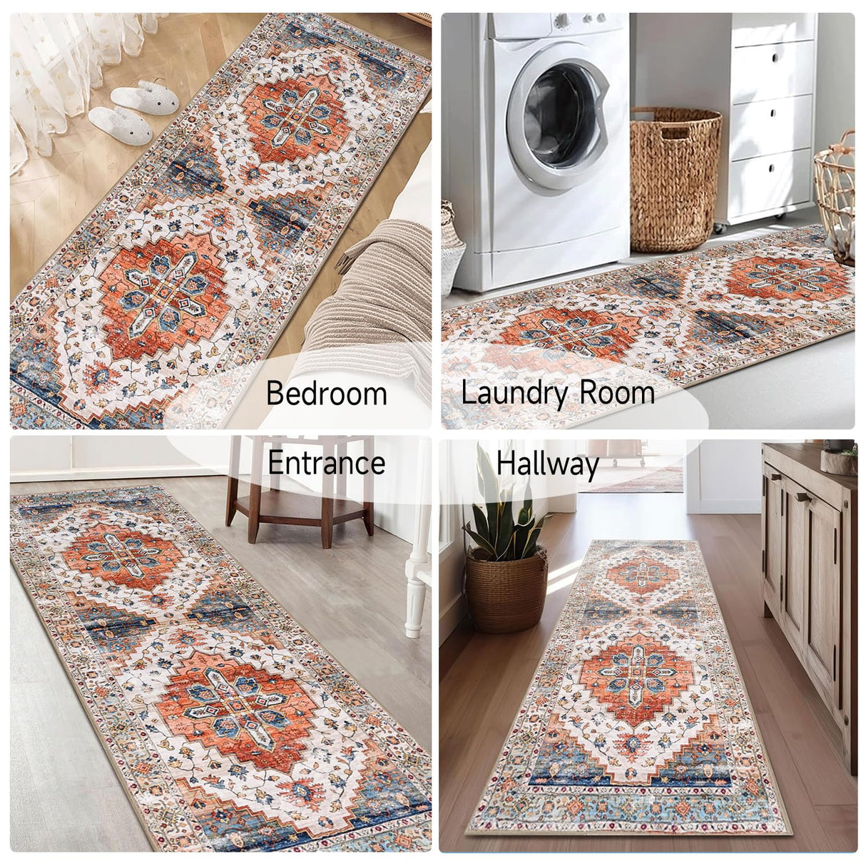 Aopota Hallway Runner Rug 2'x6' Washable Kitchen Runner Rug Vintage Runner Rugs for Hallways Non Slip Laundry Room Rug with Rubber Backing for Bath Room Bedroom Kitchen Laundry Room Aopota